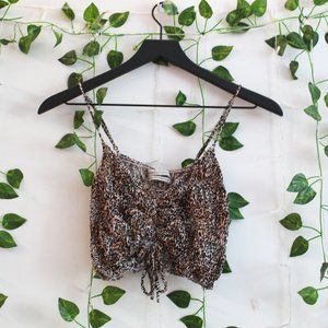 Urban Outfitters BNWT Ruched Cheetah Print Cropped Tank Top